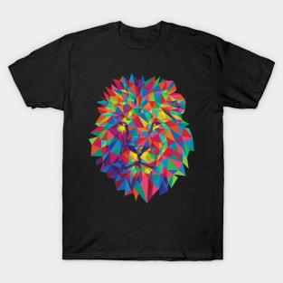 Rainbow Geometric Lion Art T-Shirt